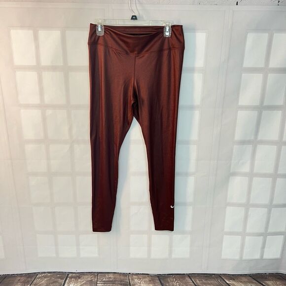 Nike Copper Shiny Dri-FIT Leggings Size Large - Picture 1 of 9